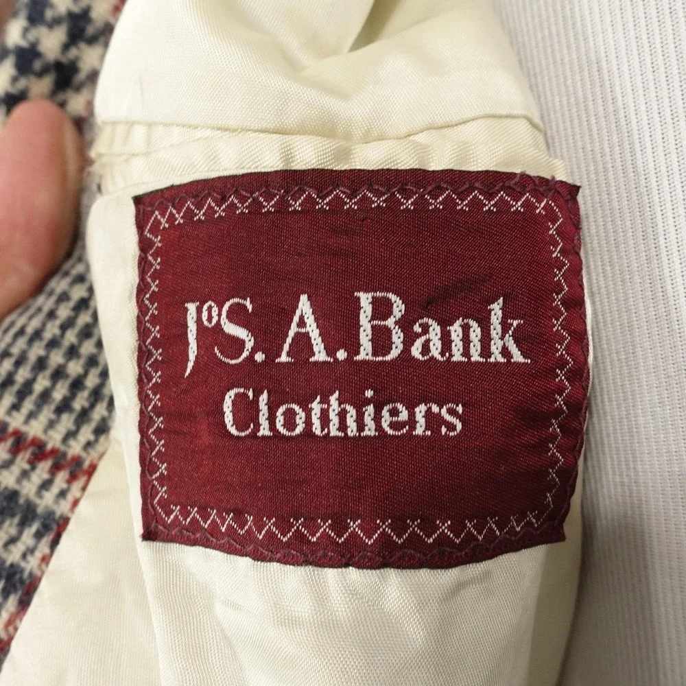 Vintage Jos. A. Bank Sport Coat Mens 40? Wool Plaid Tweed Jacket USA Check
